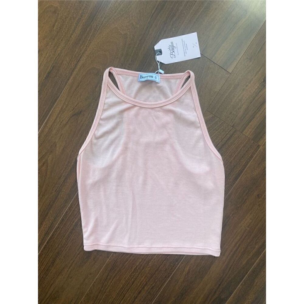 Berryou S pink ribbed tank top crop